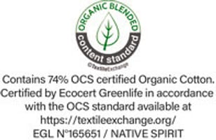 Label OCS (Organic Content Standard) délivré par Ecocert Greenlife. Garantie de l'utilisation de fibres biologiques.