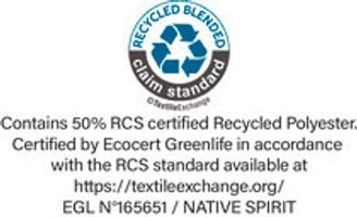 RCS (Recycled Claim Standard) label issued by Ecocert Greenlife. Guarantees the use of recycled materials.